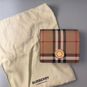 Burberry Beige and Black Check Card Holder